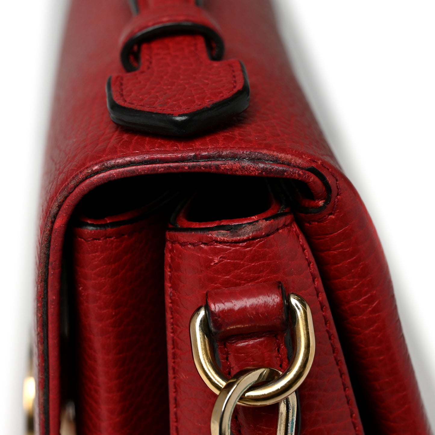 Dollar Calfskin Interlocking G Top Handle Shoulder Bag Red
