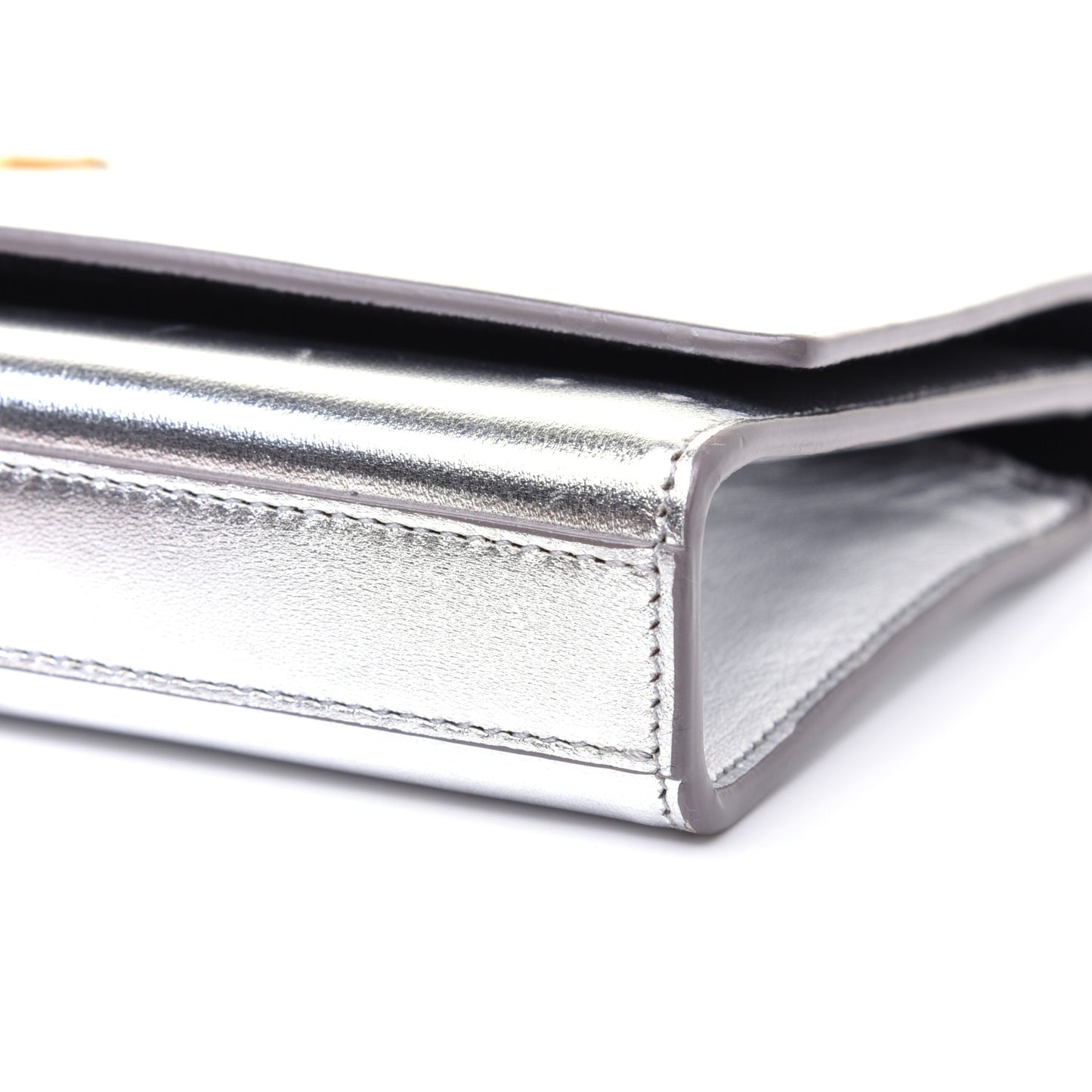 Metallic Calfskin Classic Monogram Cassandre Clutch Argento