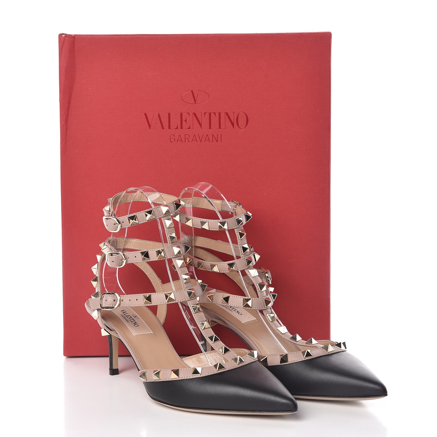 Valentino Garavani Calfskin Rockstud Ankle Strap 65mm Pumps 37.5 Black Poudre 8 of 8