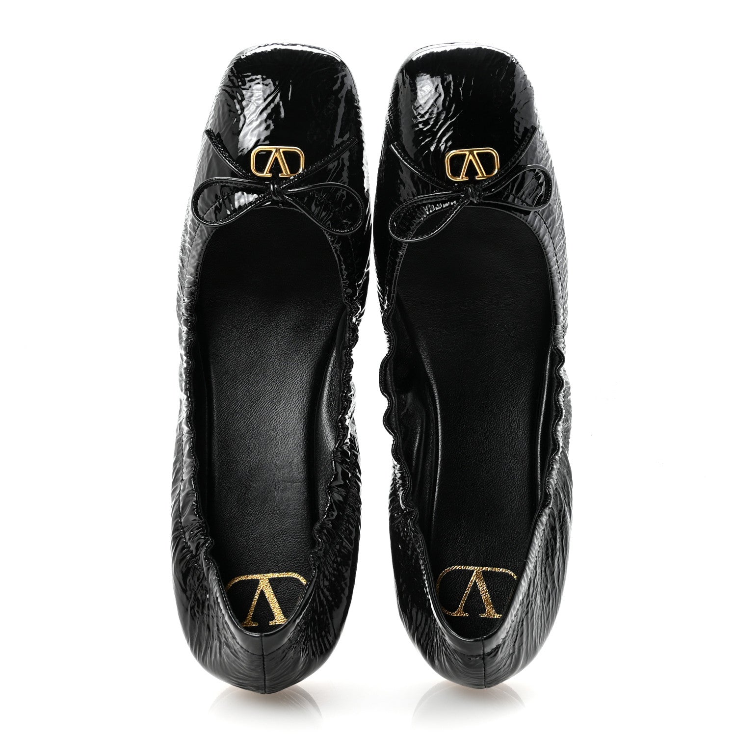Valentino Garavani Naplack Nappa Vlogo Bow Mary Jane Ballerina Flats 37 Black 2 of 10
