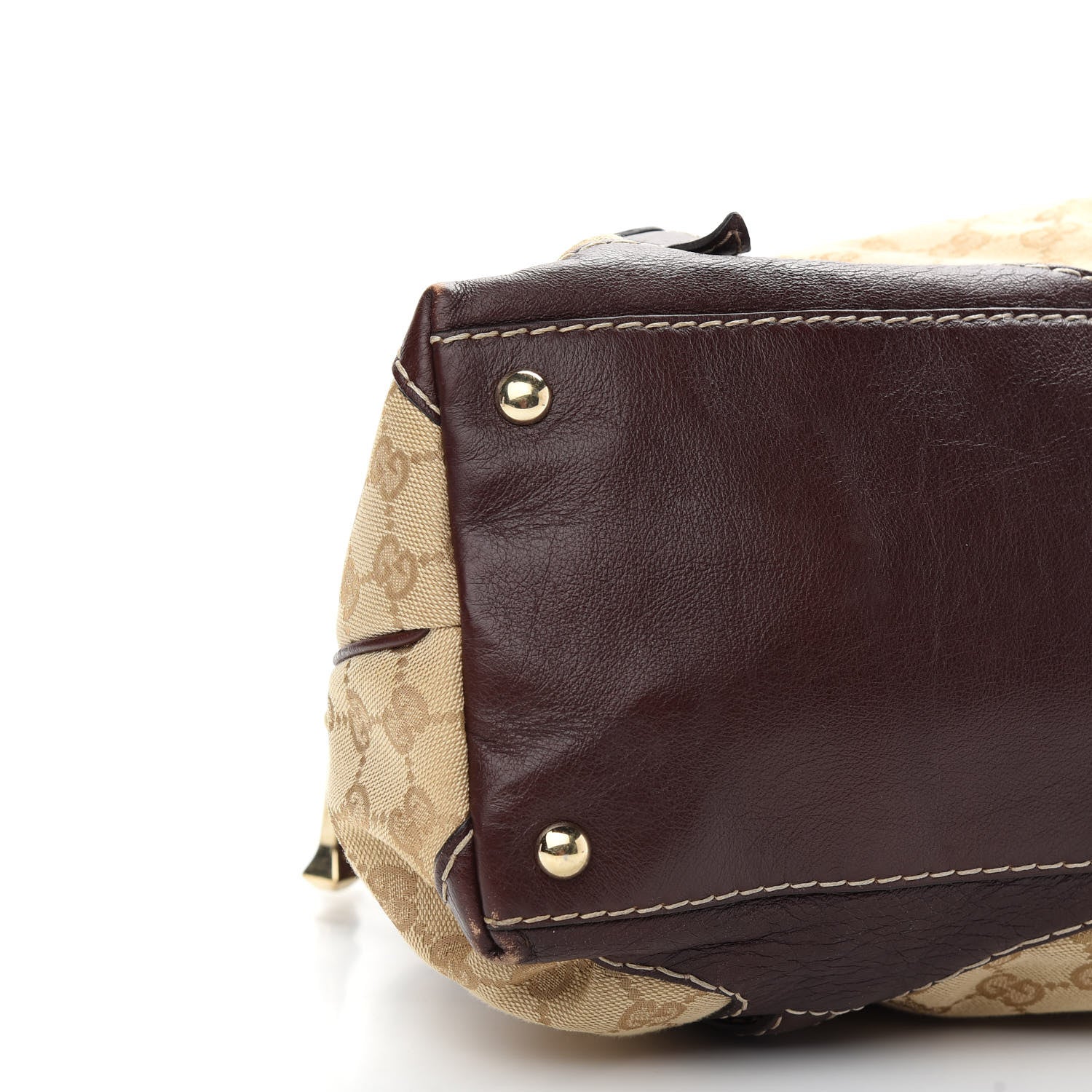 Gucci Monogram Medium Horsebit Nail Boston Brown 9 of 11
