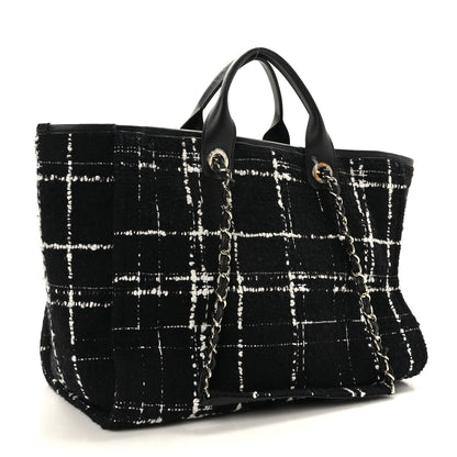 Chanel Tweed Medium Deauville Tote Black White Multicolor 4 of 10