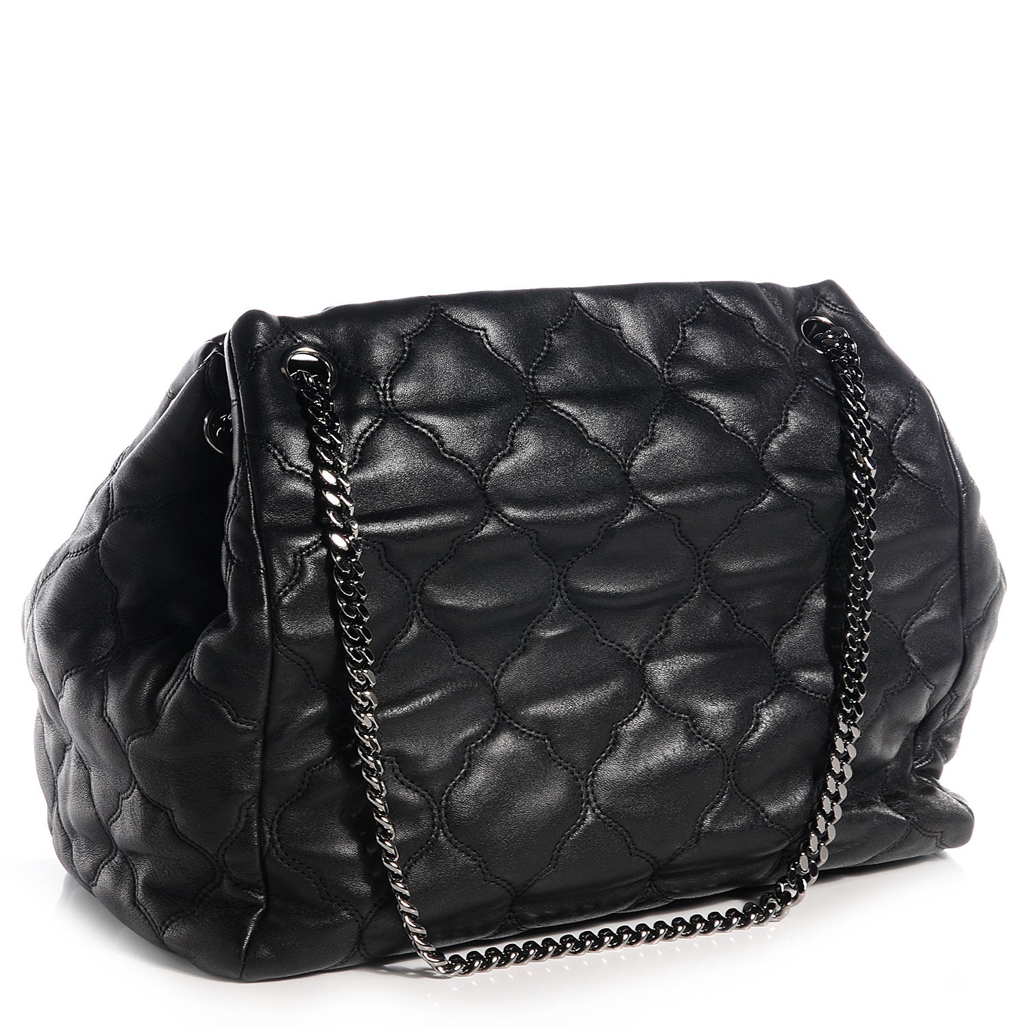 Chanel Lambskin Cells Accordion Tote Black 3 of 8