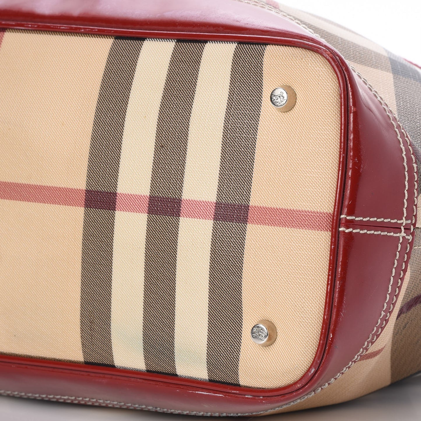 Patent Nova Check Nautical Tote Berry Red