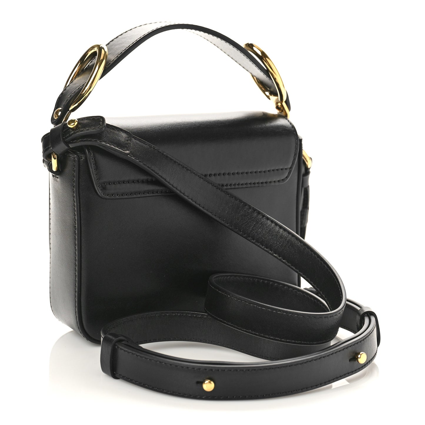 Shiny Calfskin Suede Mini C Double Carry Black