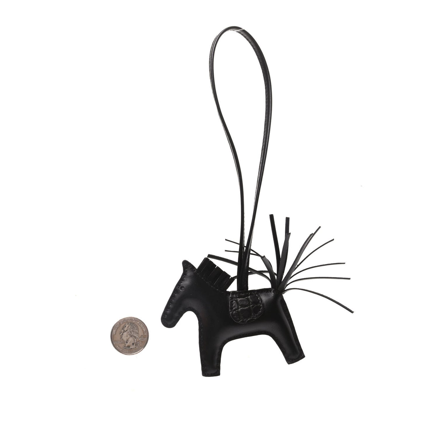 Milo Lambskin Matte Alligator Touch Grigri Rodeo Horse Bag Charm PM So Black