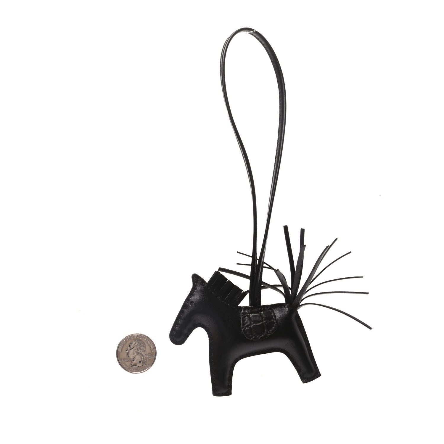 Hermes Milo Lambskin Matte Alligator Touch Grigri Rodeo Horse Bag Charm PM So Black 2 of 5