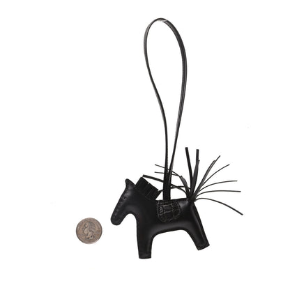 Hermes Milo Lambskin Matte Alligator Touch Grigri Rodeo Horse Bag Charm PM So Black 2 of 5