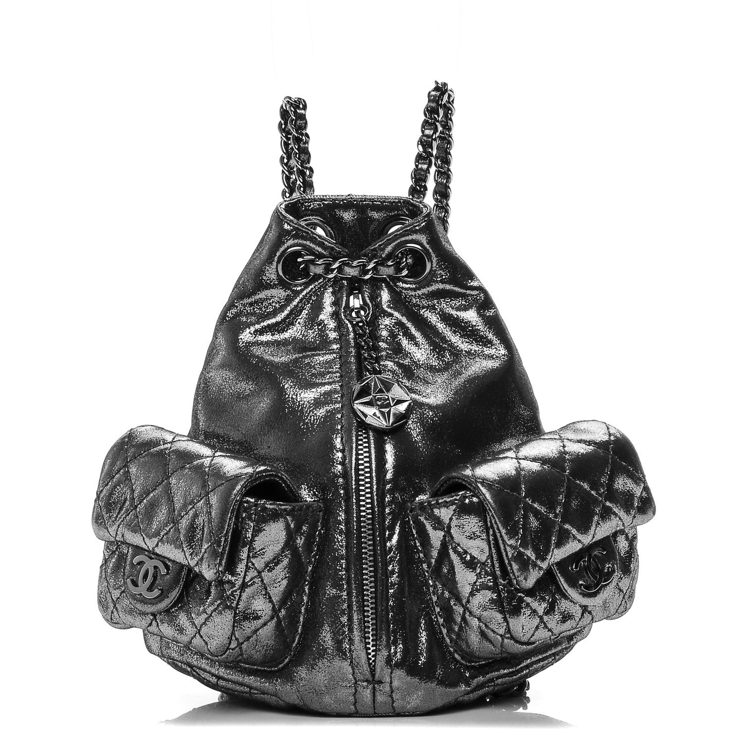 Iridescent Calfskin Mini Backpack Is Back Silver