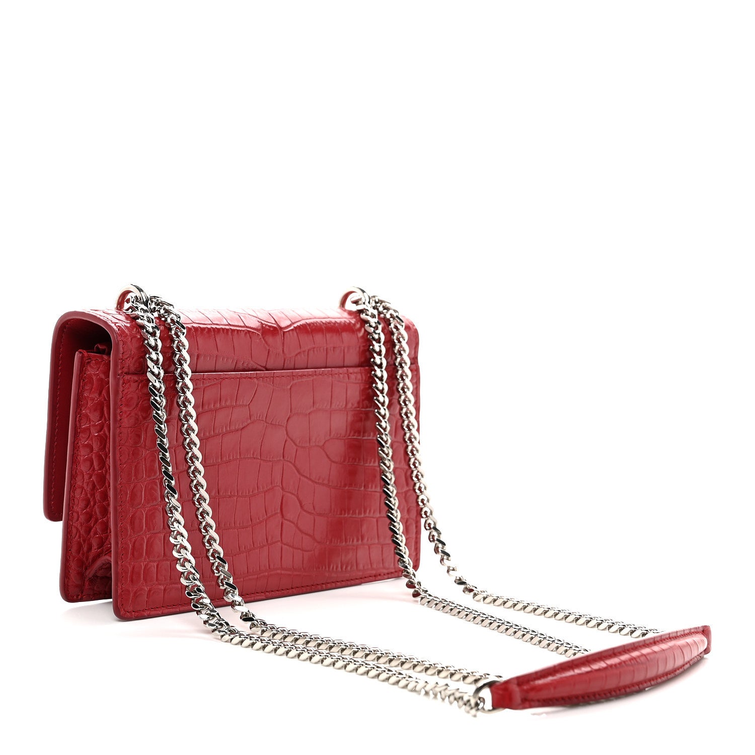 Saint Laurent Calfskin Crocodile Embossed Monogram Sunset Chain