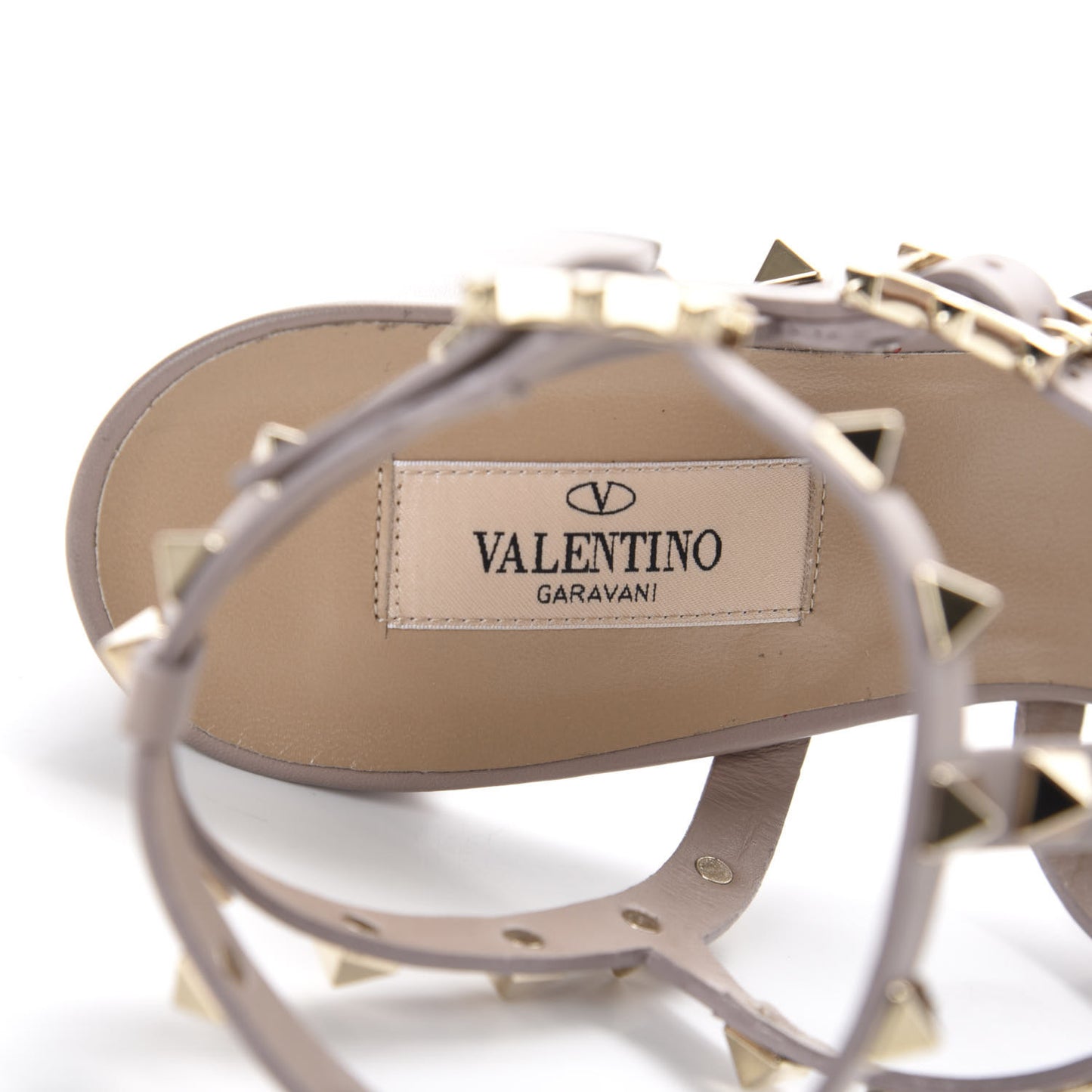 Calfskin Rockstud 90mm City Sandals 40.5 Poudre