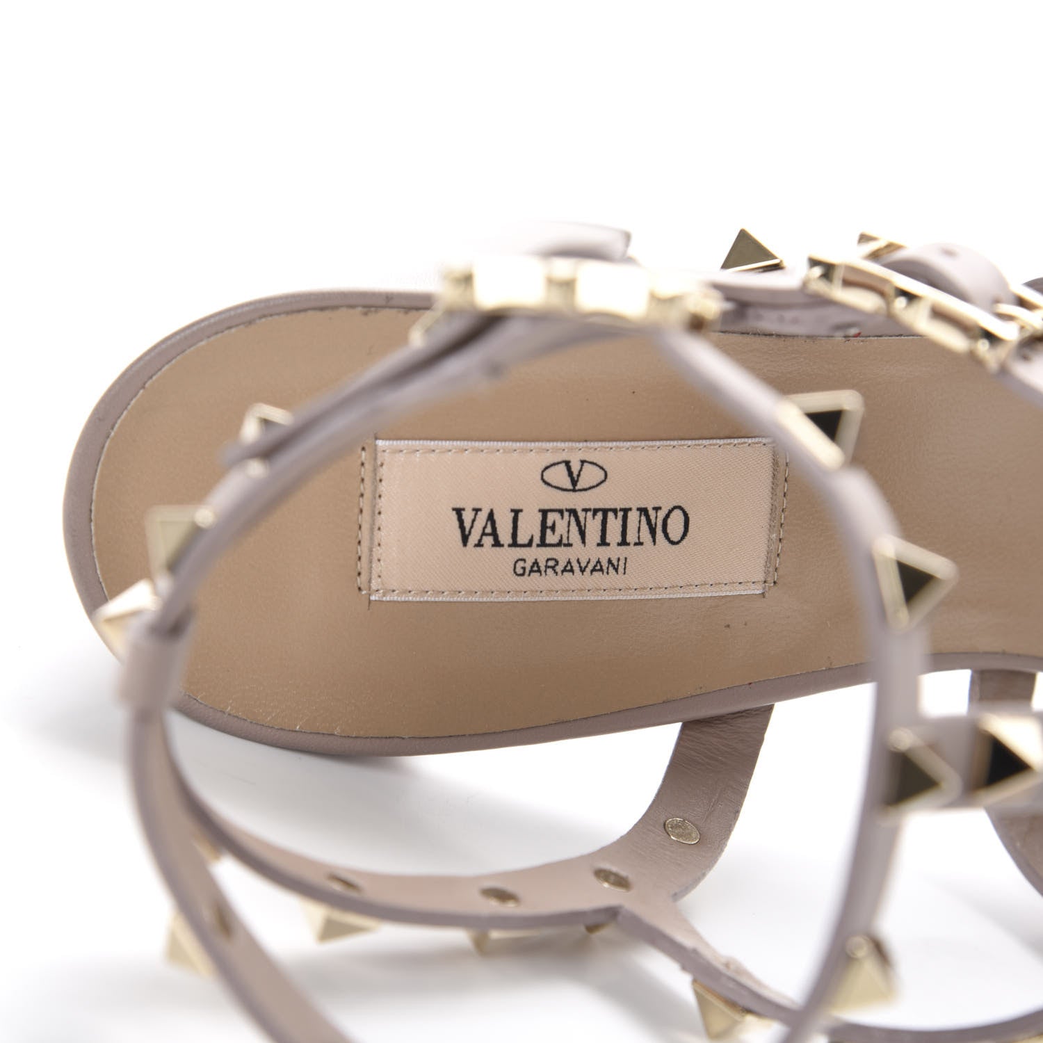 Valentino Garavani Calfskin Rockstud 90mm City Sandals 40.5 Poudre 6 of 9