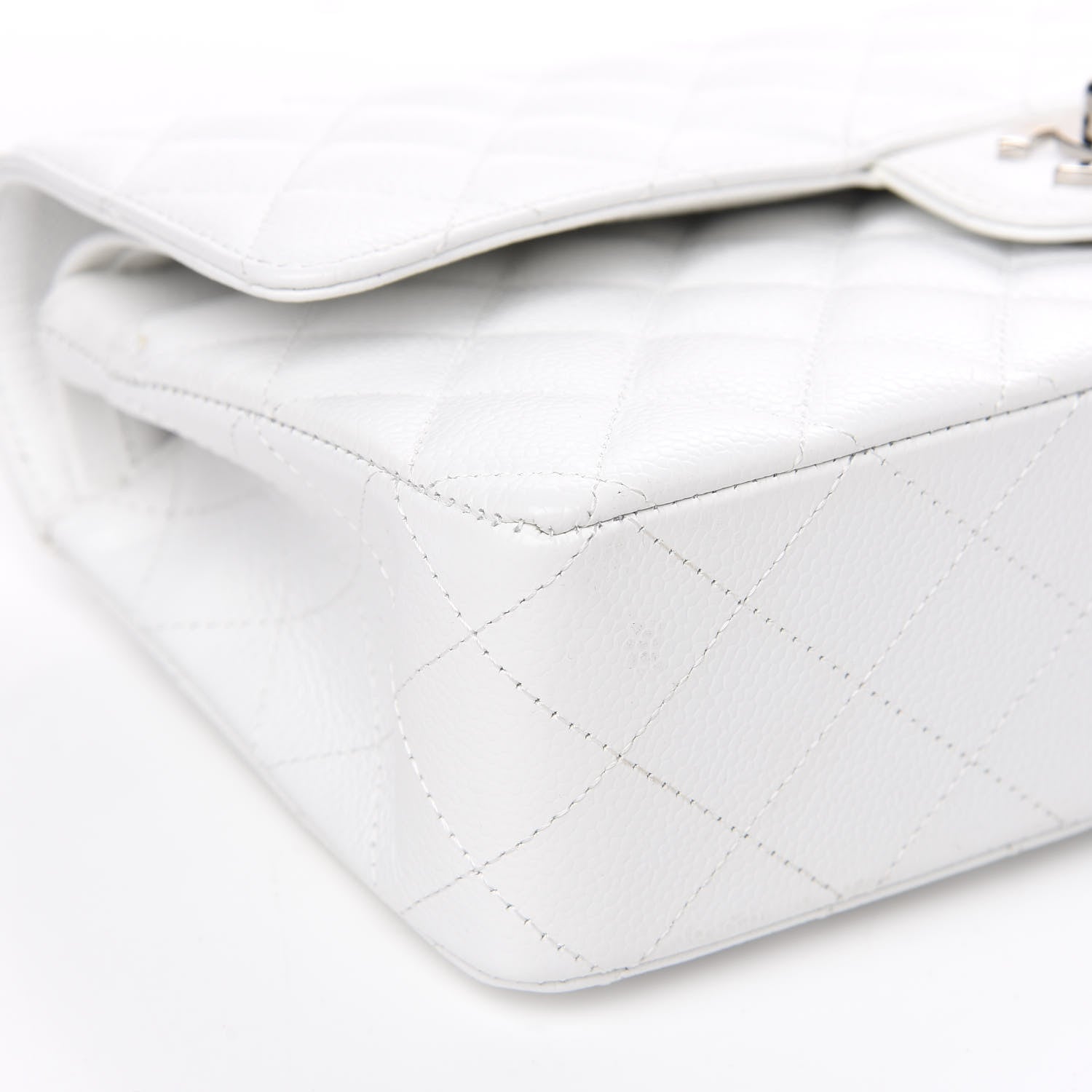 Chanel Caviar Quilted Medium Double Flap White 7 of 11