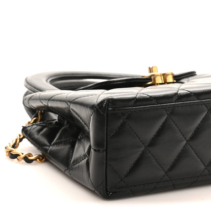 Chanel Shiny Aged Calfskin Quilted Nano Kelly Shopper Black 10 of 11