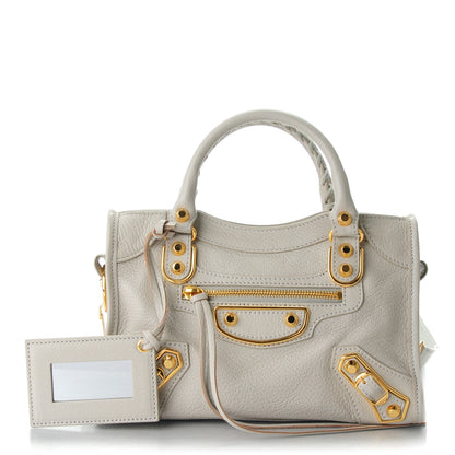 Balenciaga Chevre Gold Metallic Edge Hardware Mini City Gris Clair Gris Perle 1 of 7