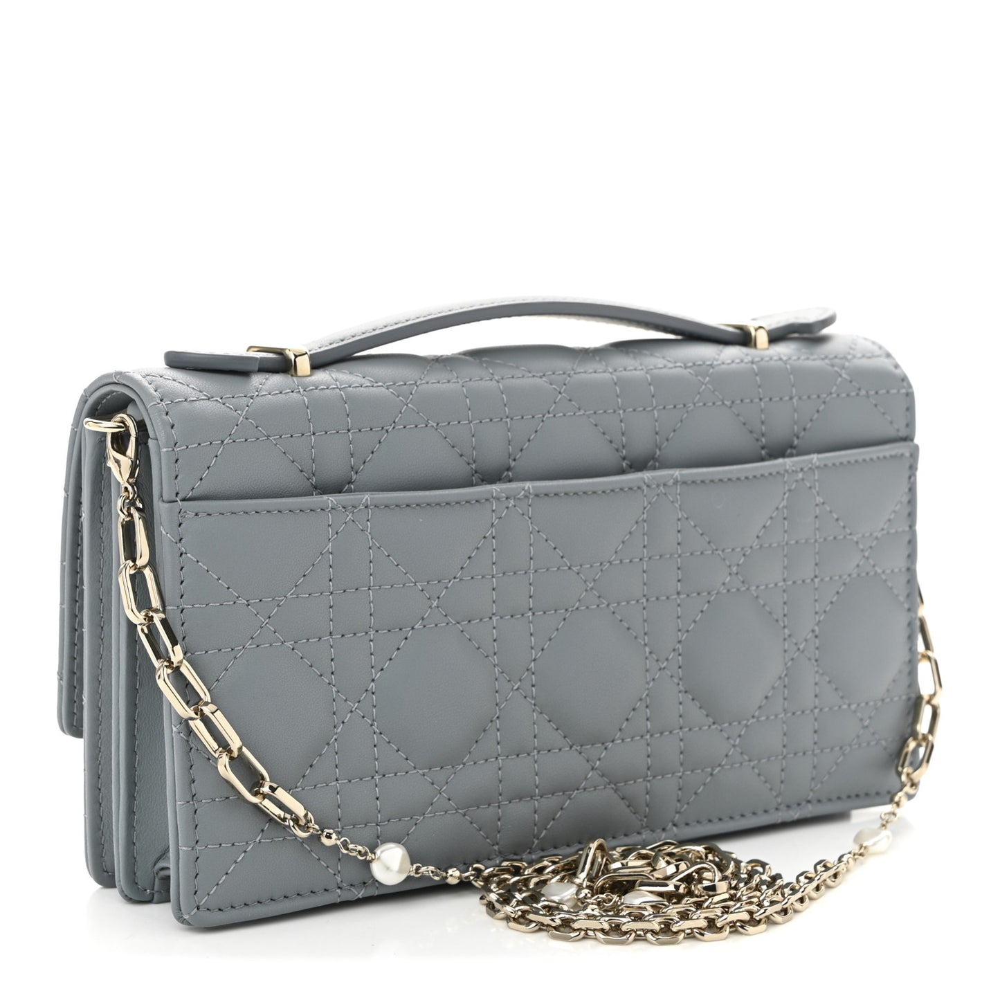 Lambskin Cannage Mini My Dior Top Handle Clutch Cloud Blue