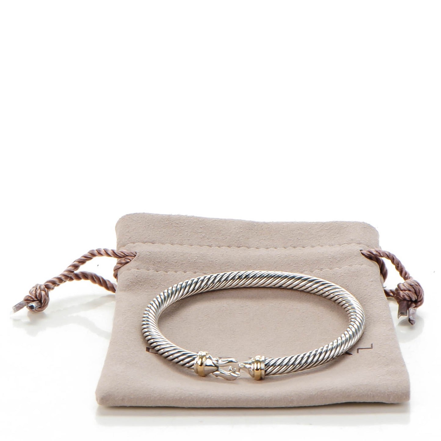 Sterling Silver 18K Yellow Gold 5mm Cable Classic Buckle Bracelet