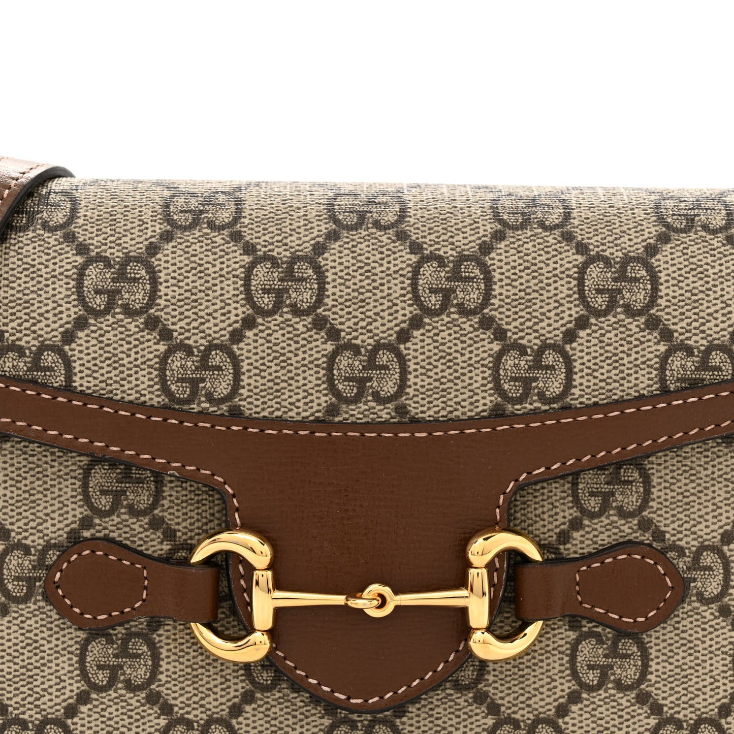 GG Supreme Monogram Mini Horsebit 1955 Shoulder Bag Beige Brown Sugar