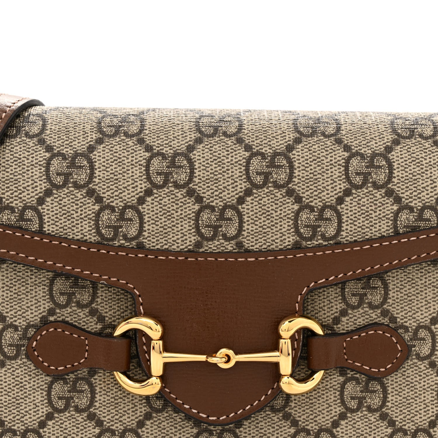 Gucci GG Supreme Monogram Mini Horsebit 1955 Shoulder Bag Beige Brown Sugar 8 of 14