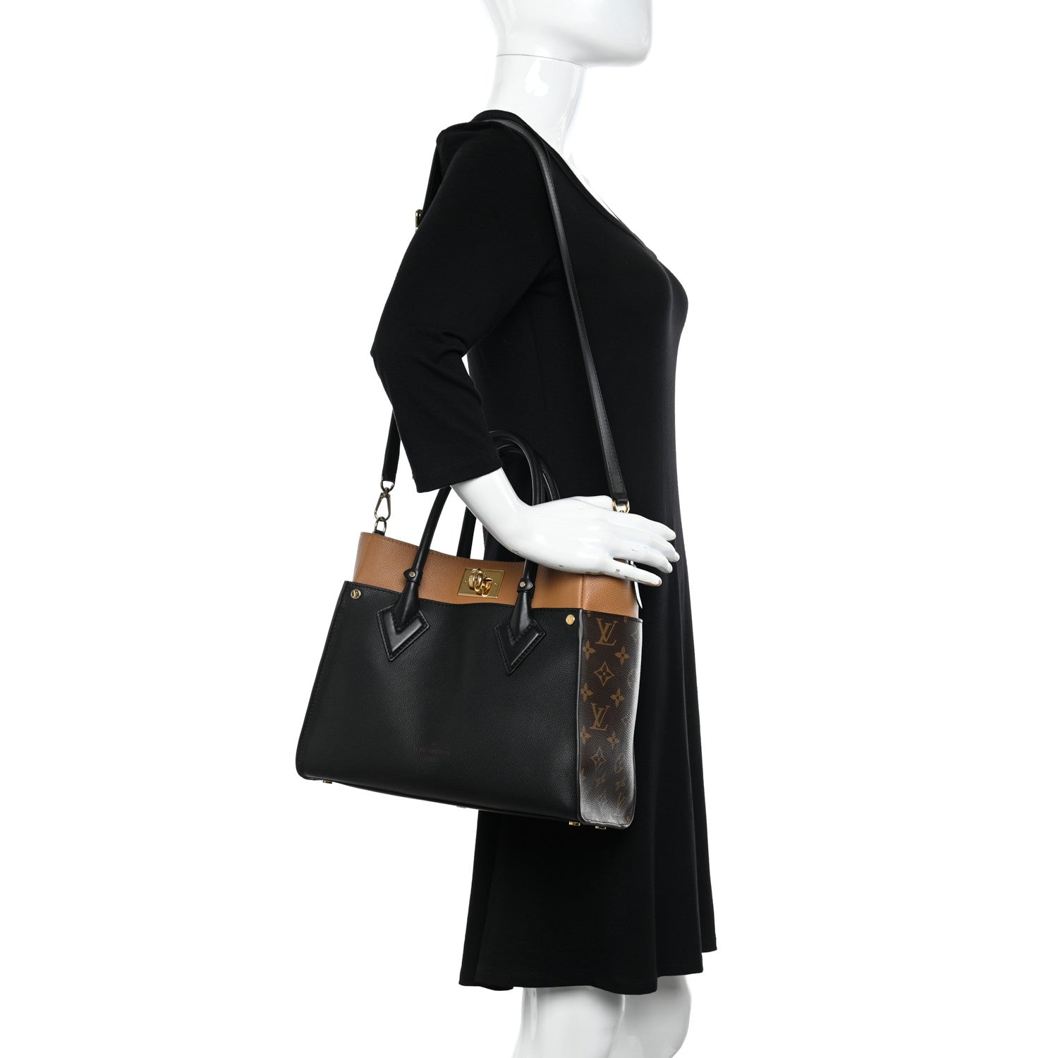 Louis Vuitton Calfskin Monogram On My Side Black 2 of 11