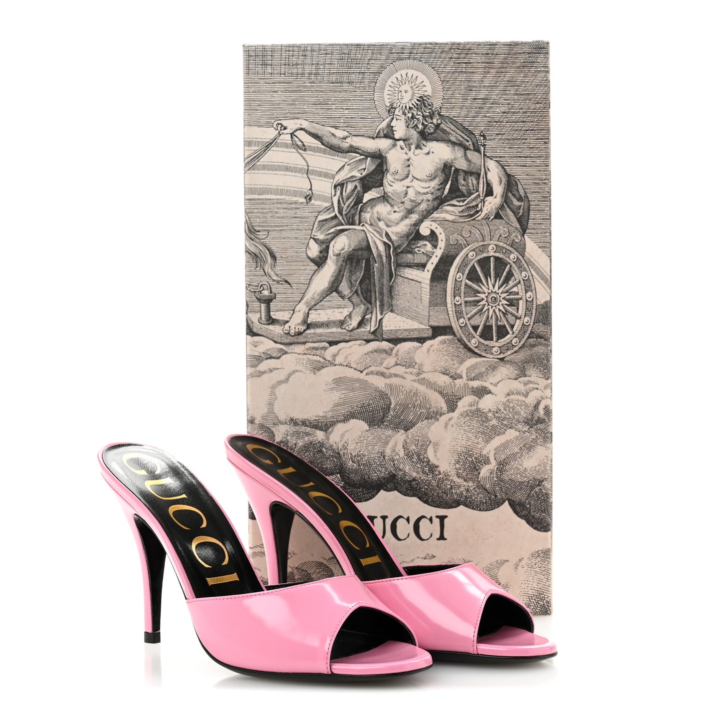 Polished Calfskin Scarlet Mid Heel Slide Sandals 36.5 Pink Plexi
