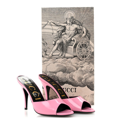 Gucci Polished Calfskin Scarlet Mid Heel Slide Sandals 36.5 Pink Plexi 10 of 10