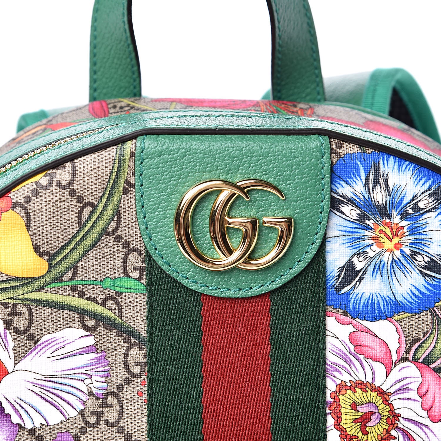 Gucci GG Supreme Monogram Flora Web Small Ophidia Day Backpack Green 11 of 12