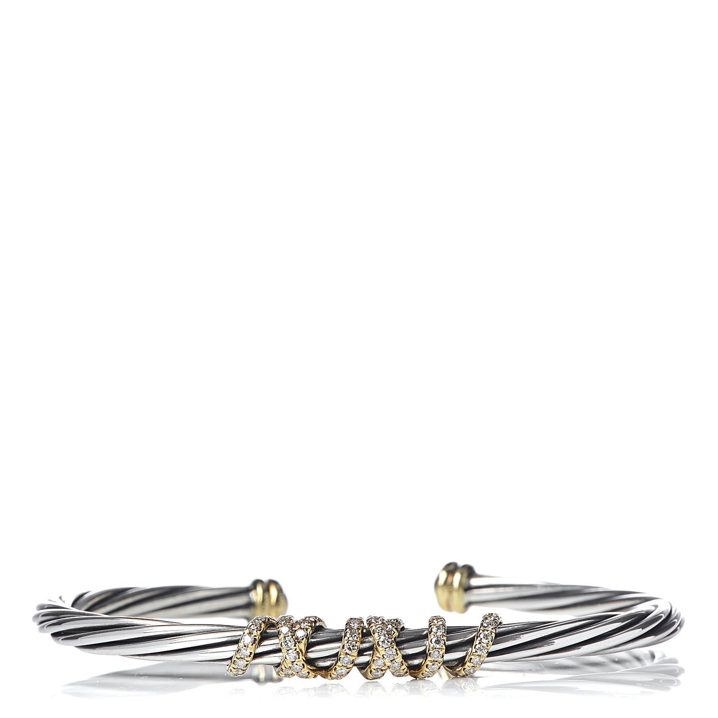 Sterling Silver 18K Yellow Gold Diamond 4mm Helena Station Bracelet M