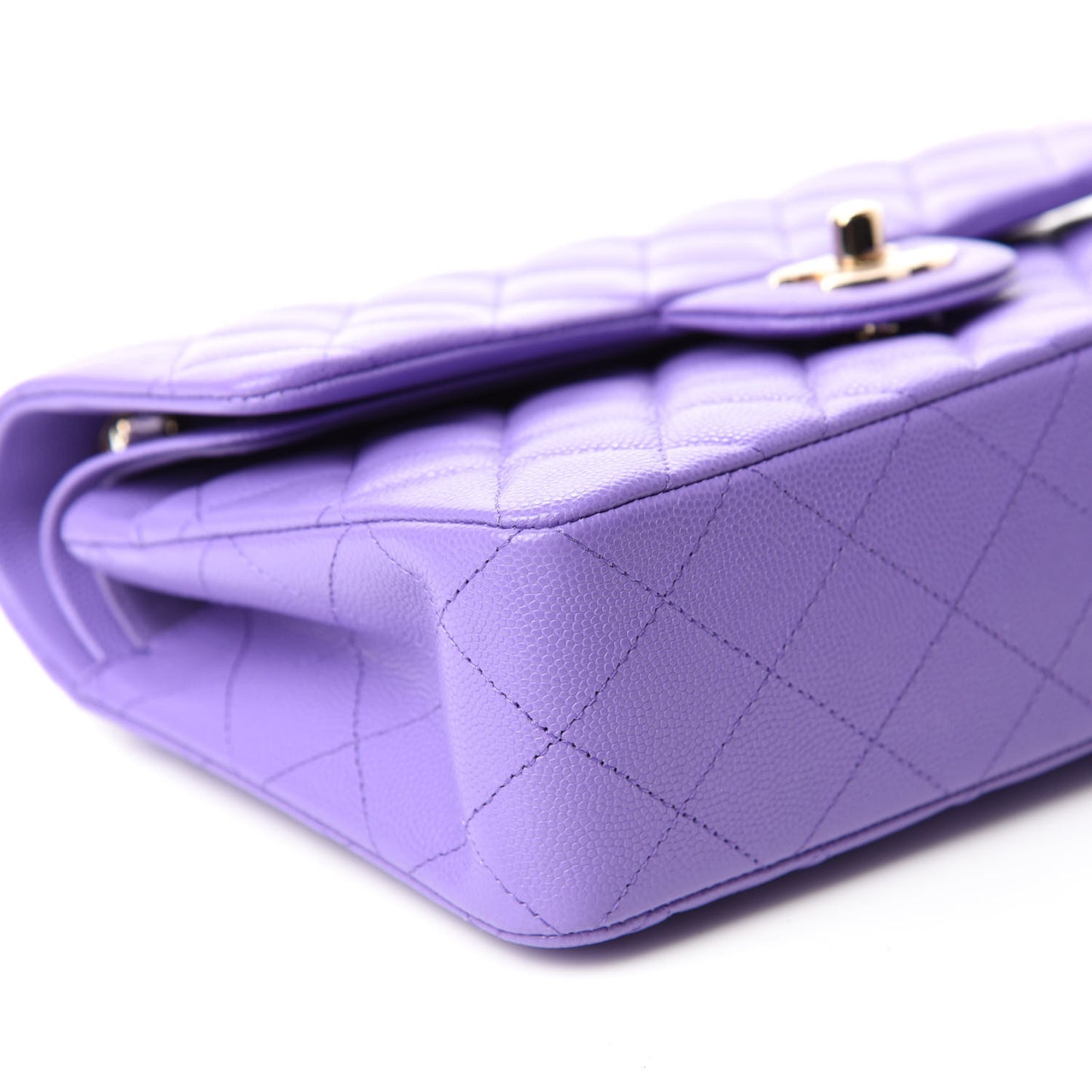 Caviar Quilted Small Double Flap Purple