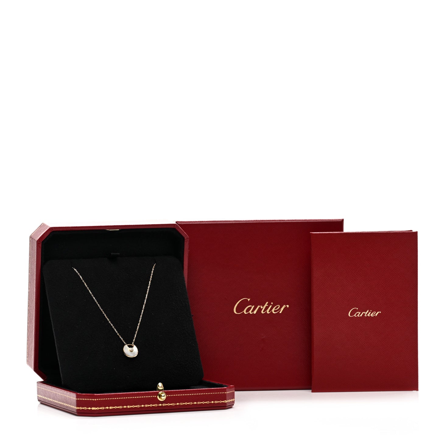 18K Yellow Gold Diamond Mother of Pearl XS Amulette de Cartier Pendant Necklace