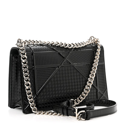 Christian Dior Metallic Patent Micro-Cannage Medium Diorama Flap Bag Graphite 3 of 10