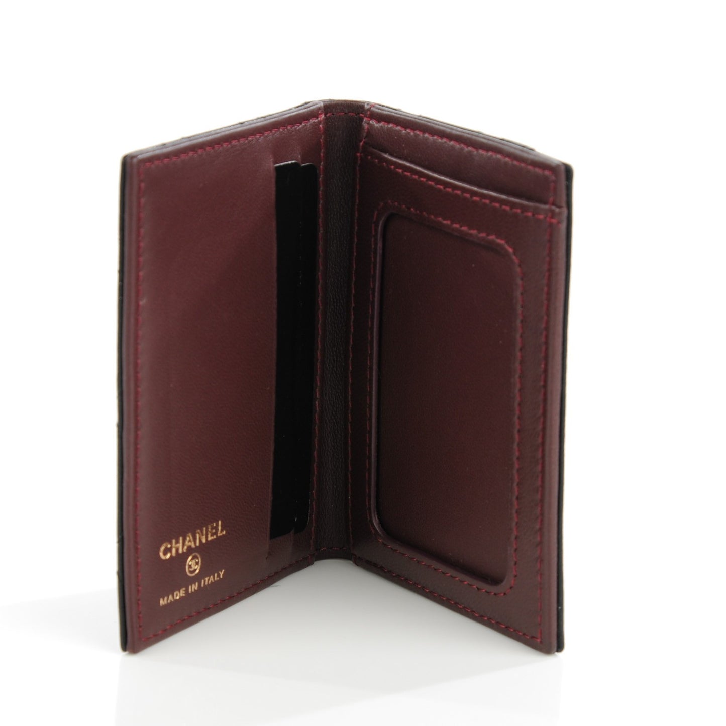 Lambskin Quilted Card Holder Wallet Black