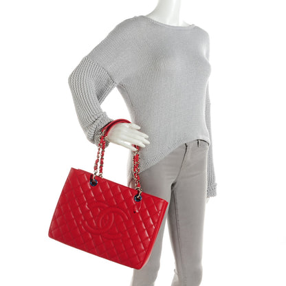 Chanel Caviar Quilted Grand Shopping Tote GST Red 2 of 7