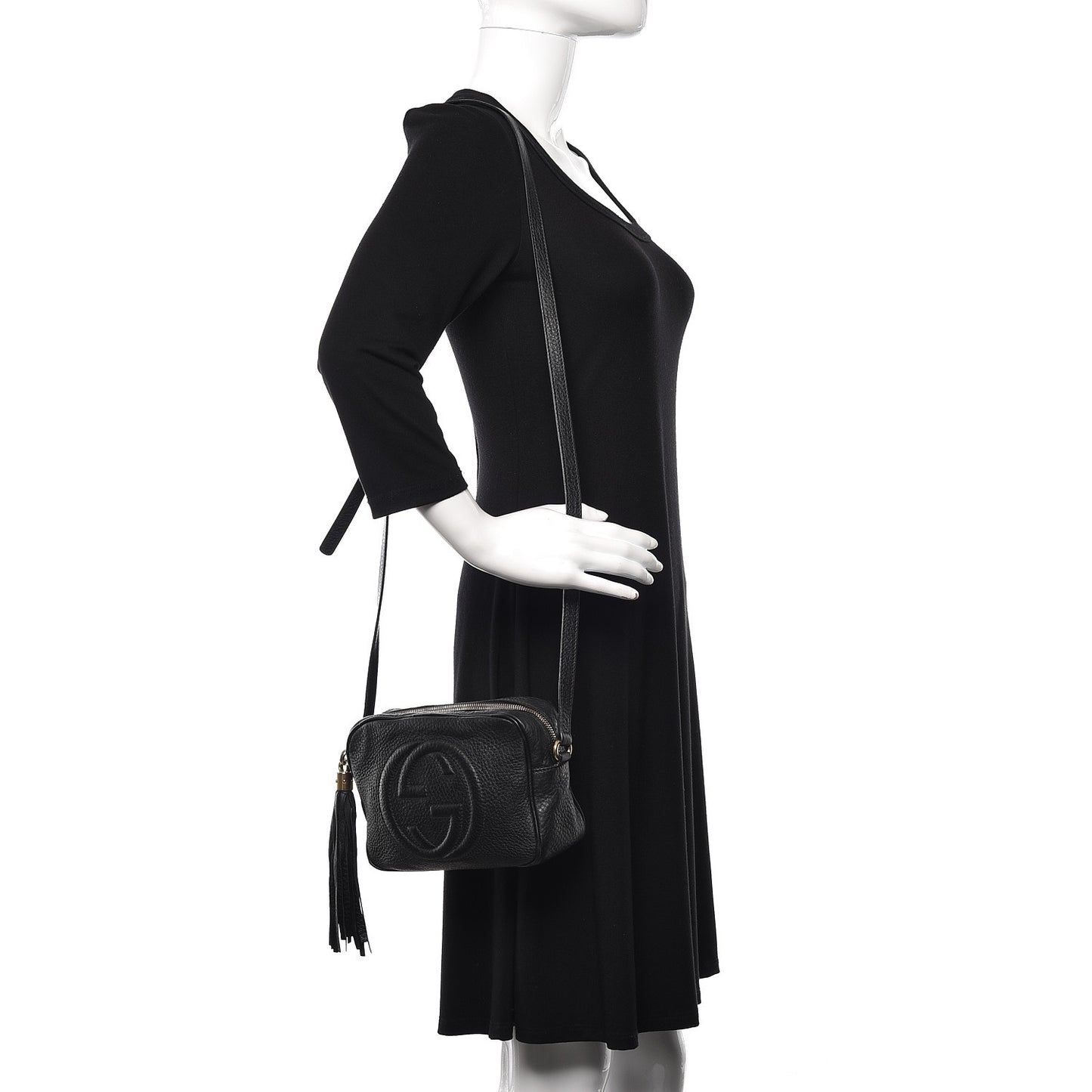 Pebbled Calfskin Small Soho Disco Bag Black