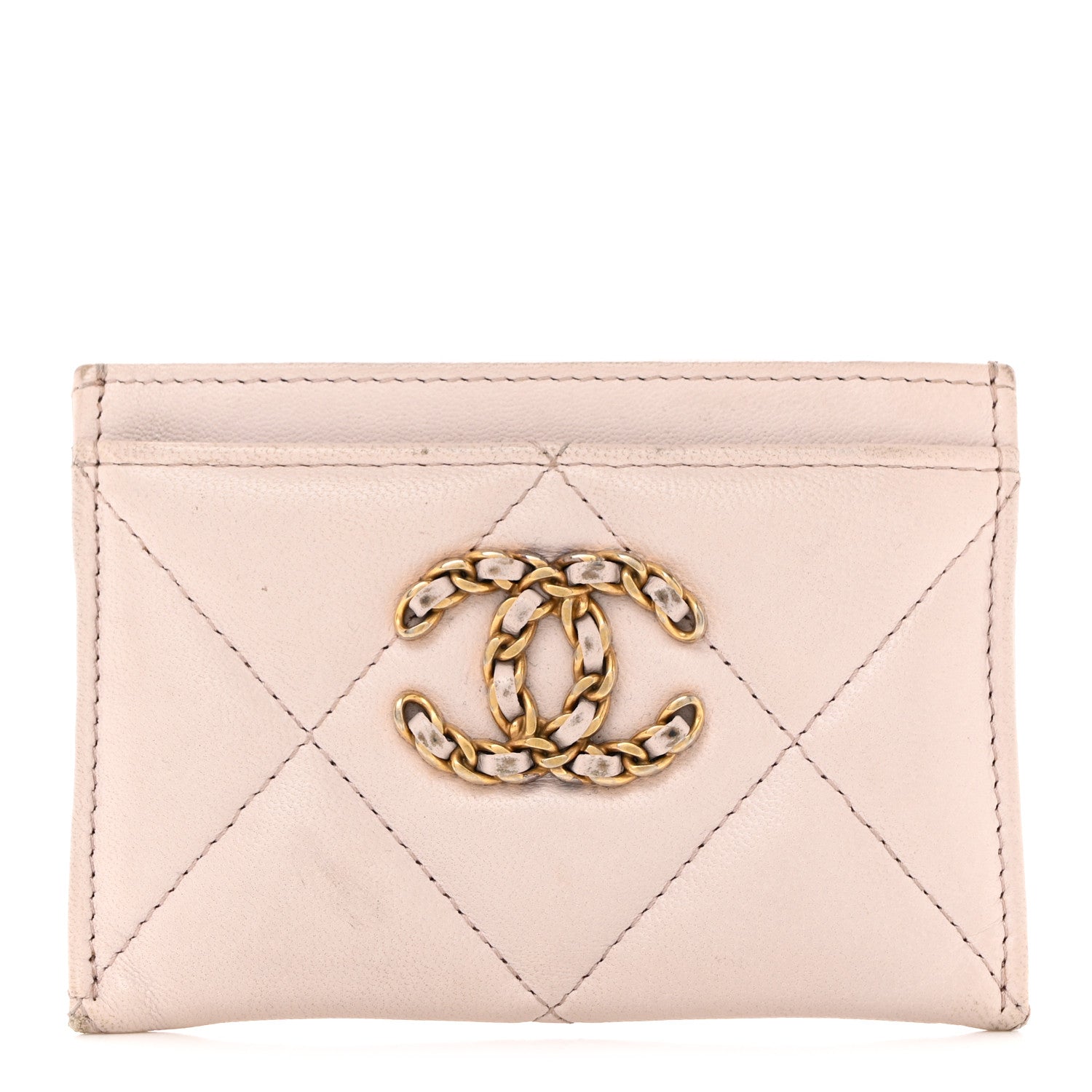 Chanel Lambskin Quilted Chanel 19 Card Holder Light Pink 1 of 12