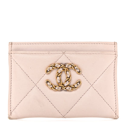 Chanel Lambskin Quilted Chanel 19 Card Holder Light Pink 1 of 12