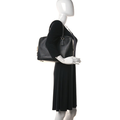 Prada Saffiano Lux Briefcase Black 2 of 14