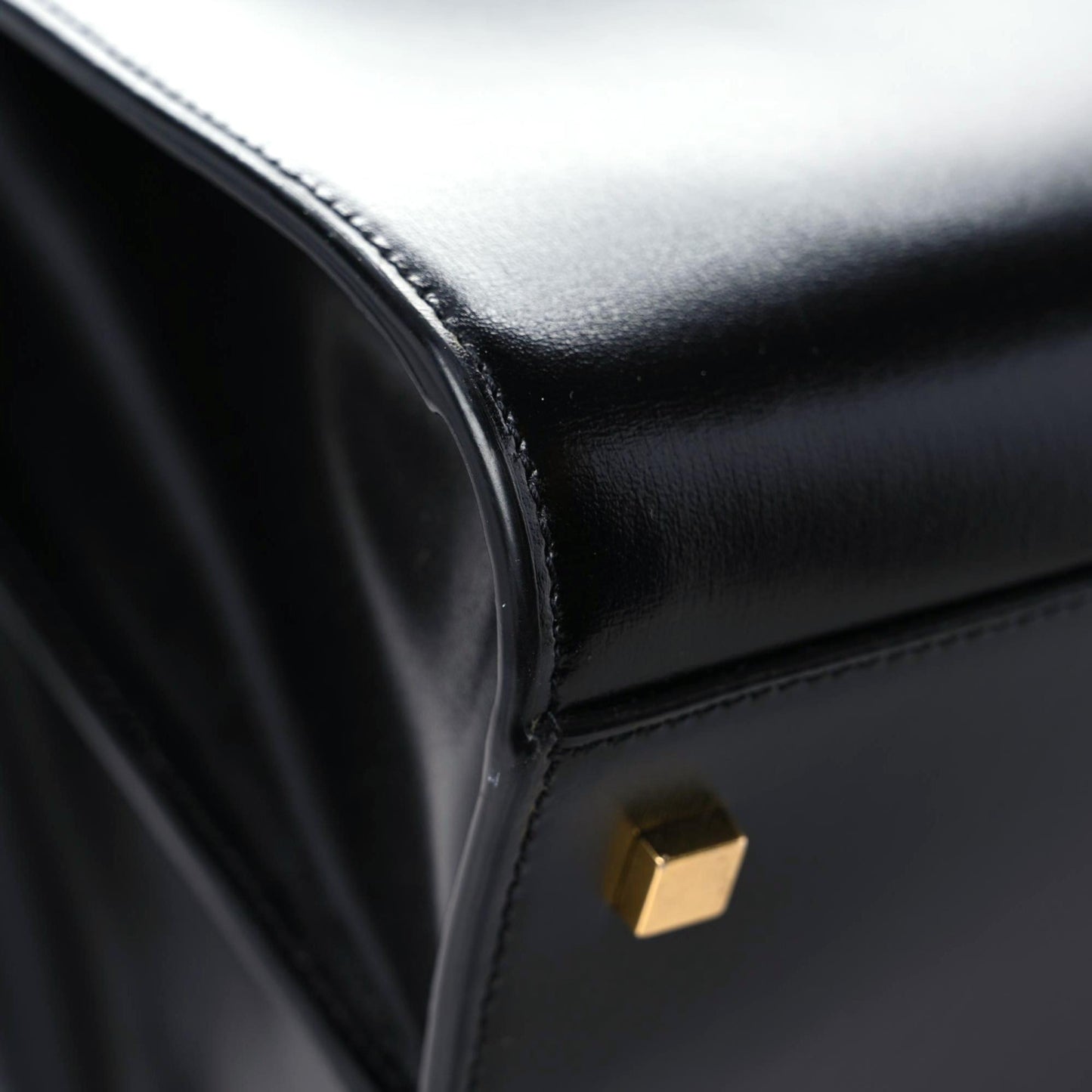 Shiny Calfskin Large Uptown Tote Black