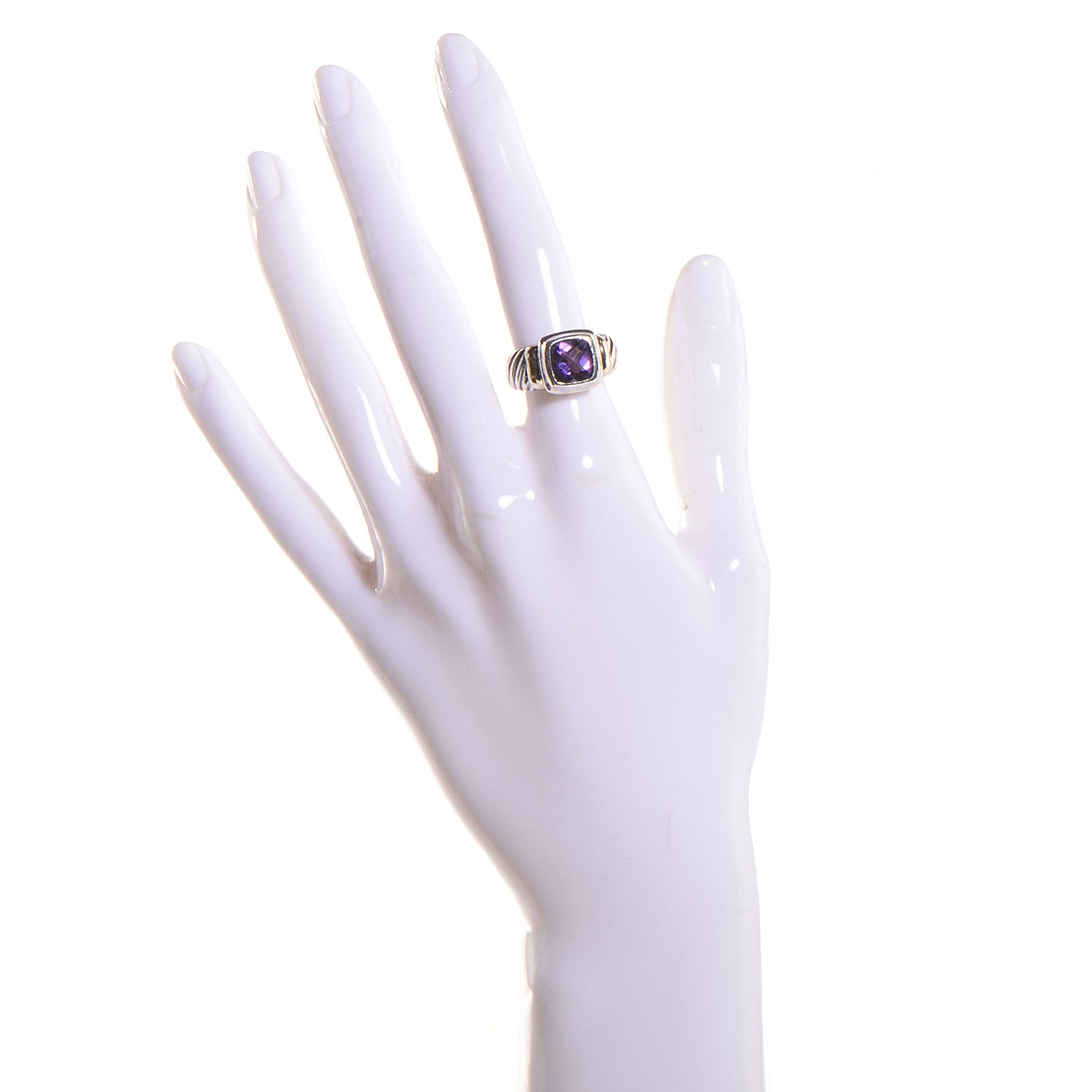 David Yurman Sterling Silver 14k Yellow Gold Amethyst 7mm Noblesse Ring 50 5.5 2 of 5