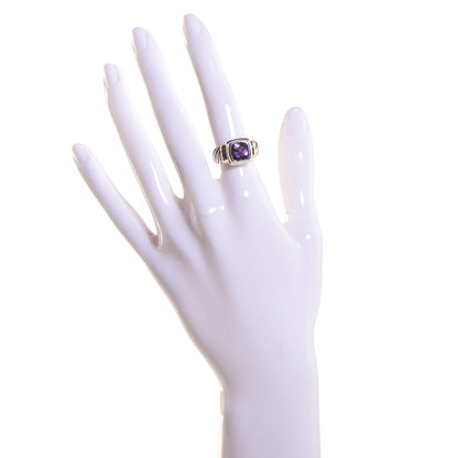 David Yurman Sterling Silver 14k Yellow Gold Amethyst 7mm Noblesse Ring 50 5.5 2 of 5