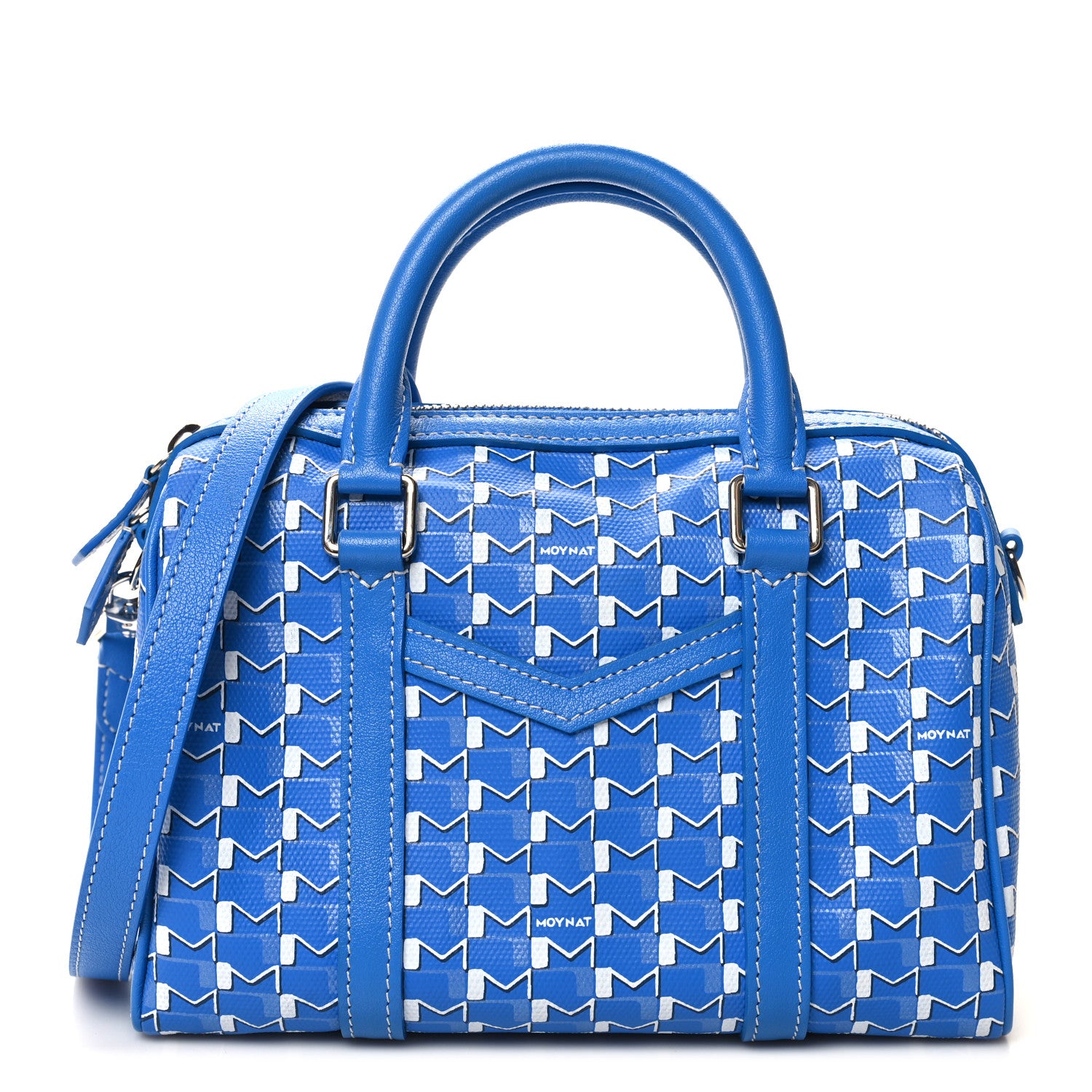 Moynat Grained Calfskin Canvas Crossbody Blue 1 of 11