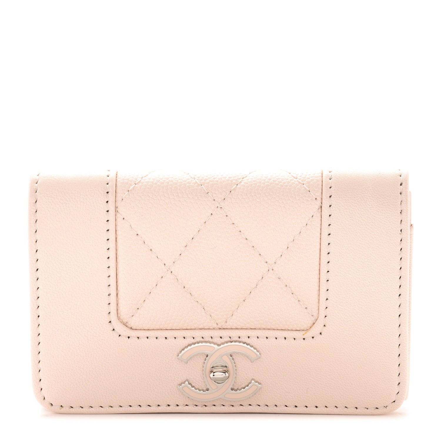 Chanel Caviar Quilted Vintage Mademoiselle Flap Card Holder Beige 1 of 10