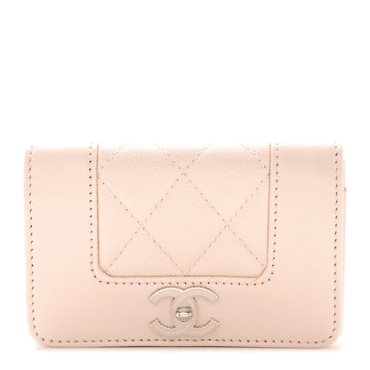 Chanel Caviar Quilted Vintage Mademoiselle Flap Card Holder Beige 1 of 10
