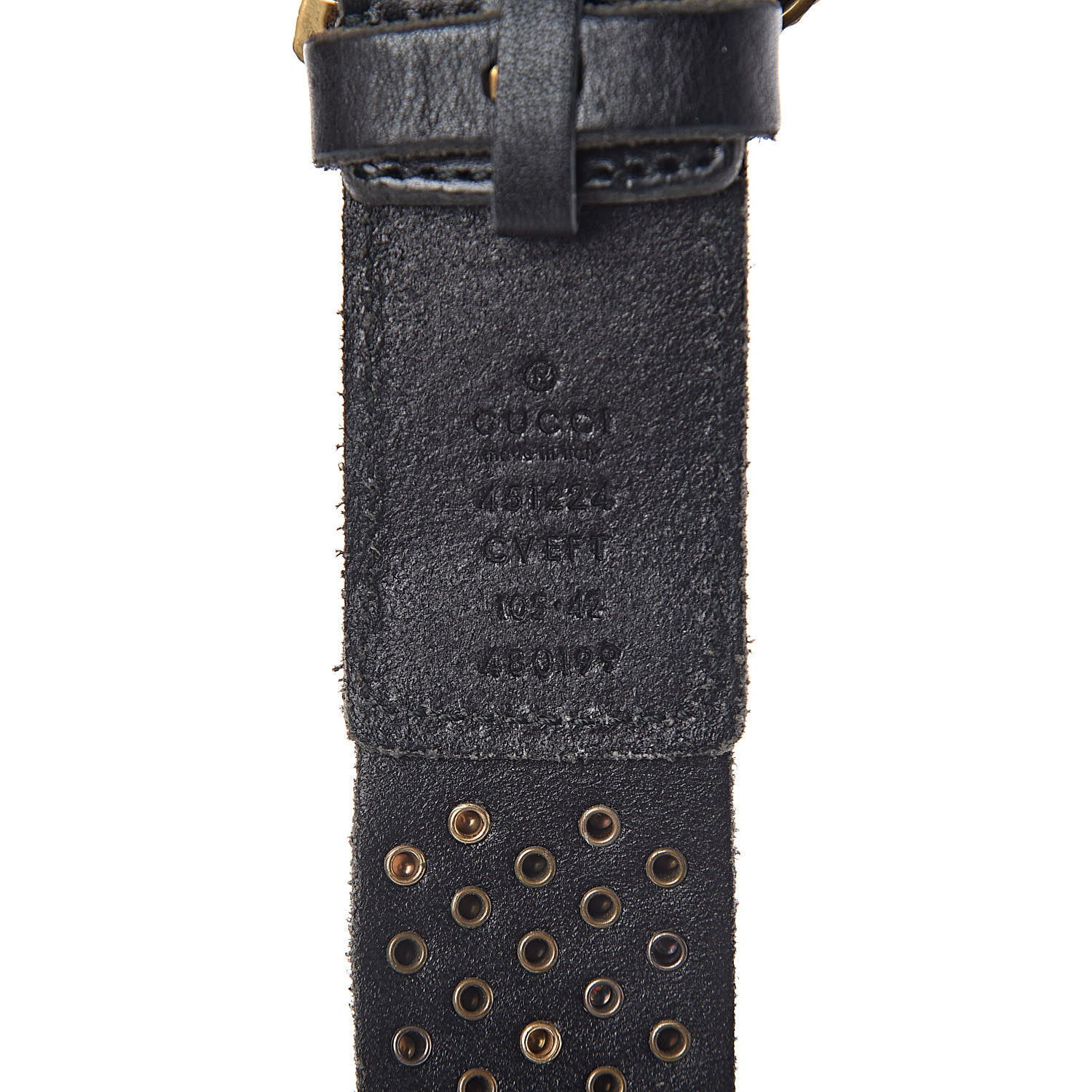 Gucci Calfskin Studded Feline Belt 105 42 Black 4 of 7