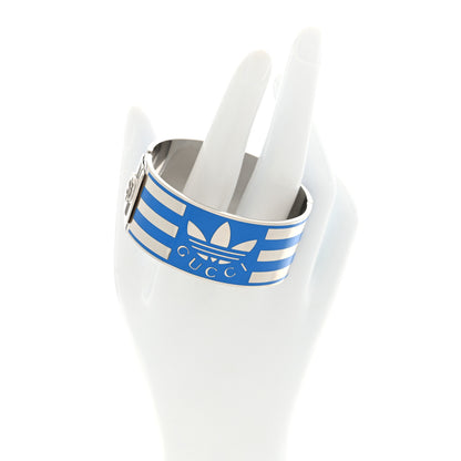Gucci X ADIDAS Metal Enamel Cuff Bracelet S Silver Blue 2 of 4
