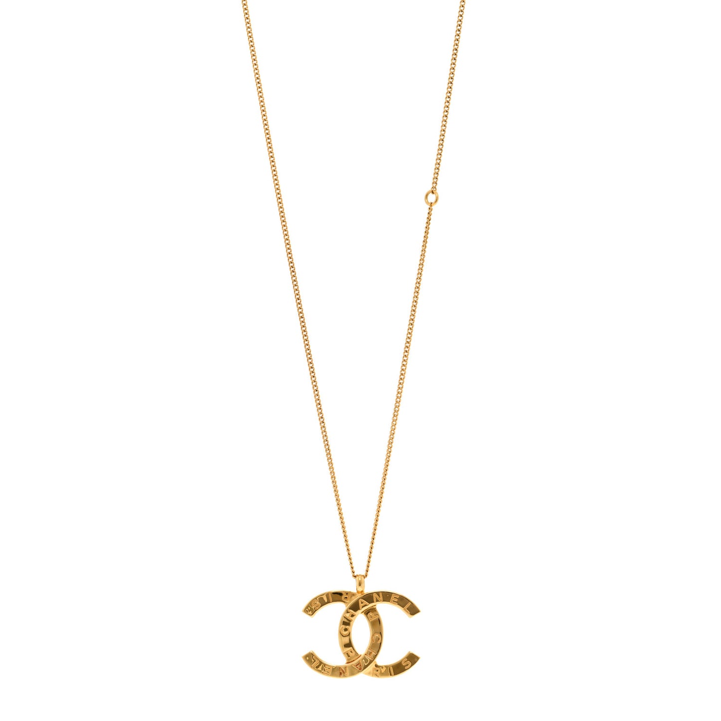 Metal CC Paris Button Necklace Gold