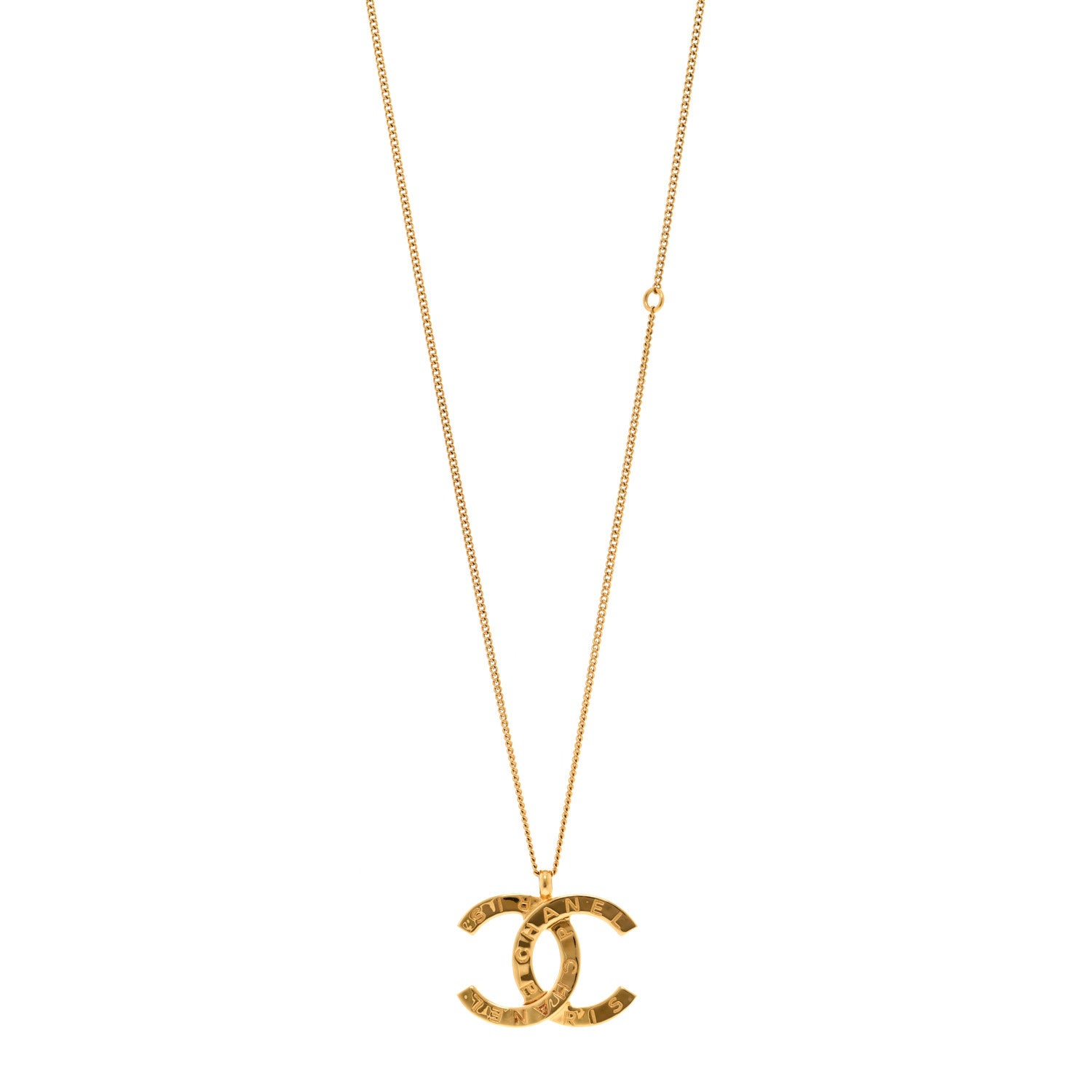 Chanel Metal CC Paris Button Necklace Gold 1 of 5