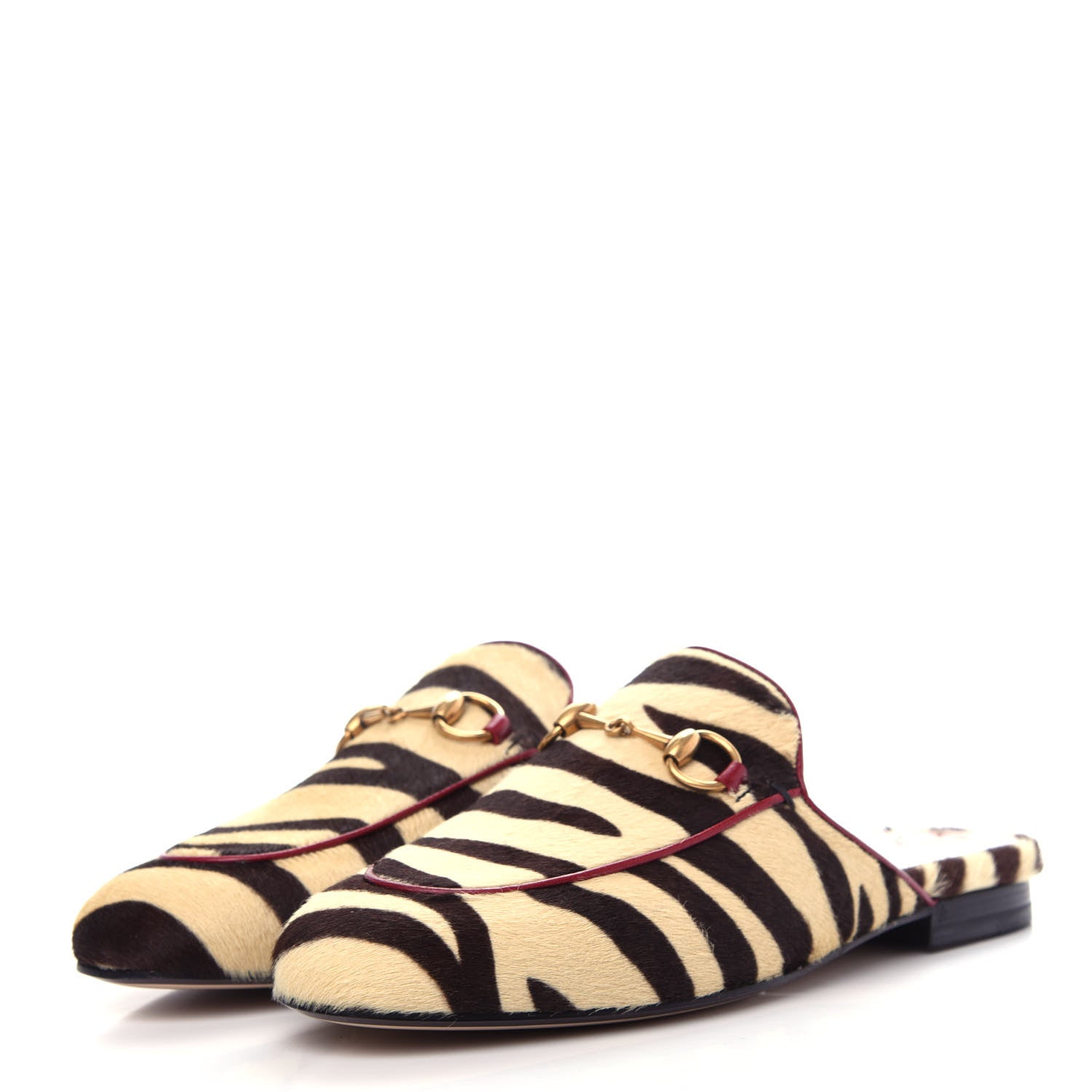 Gucci Calf Hair Tiger Print Womens Princetown Slippers 35.5 Natural Black Romantic Cherry 3 of 12