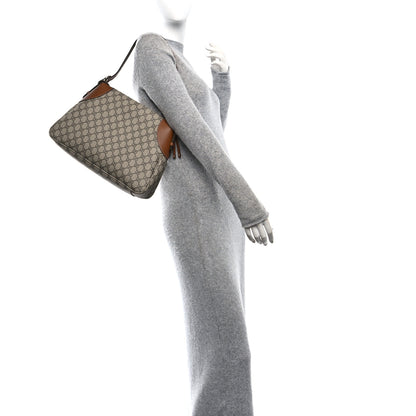Gucci GG Supreme Monogram Emblem Medium Shoulder Bag Beige Dark Brown 2 of 10
