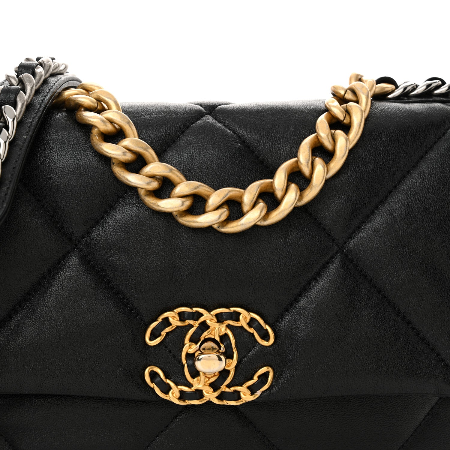 Chanel Shiny Goatskin Quilted Medium Chanel 19 Flap Black 8 of 11